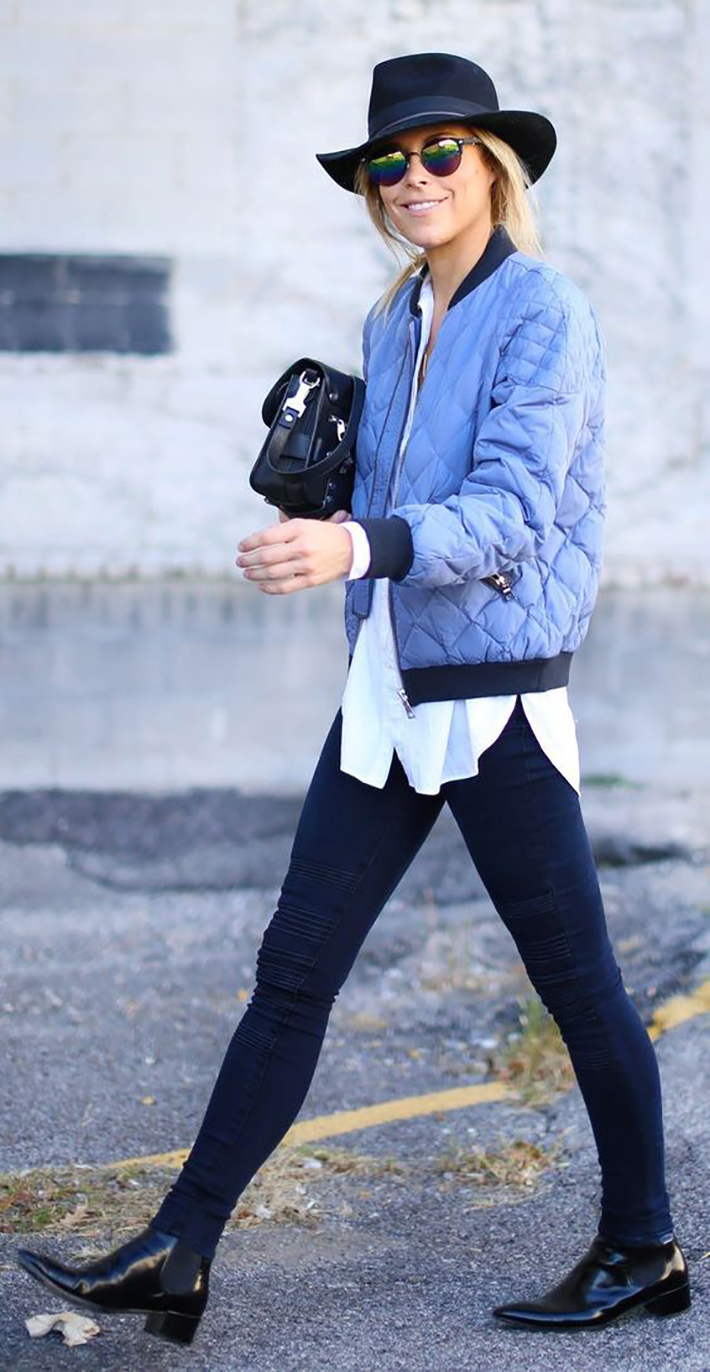 Bomber jacket street style outfit fashion6