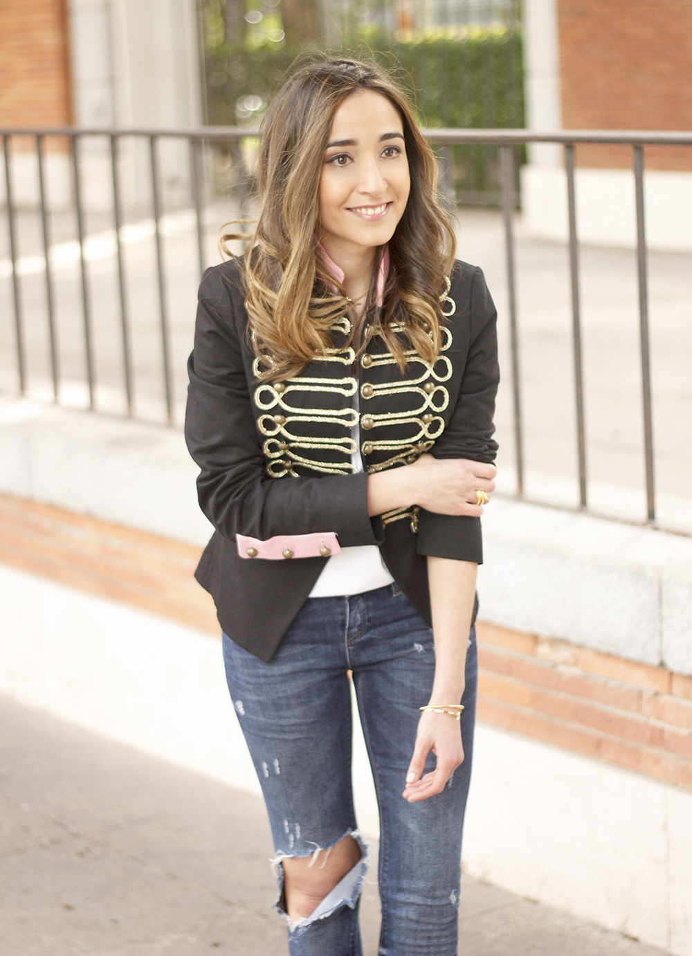 extreme collection jacket ripped jeans heels outfit furla bag16