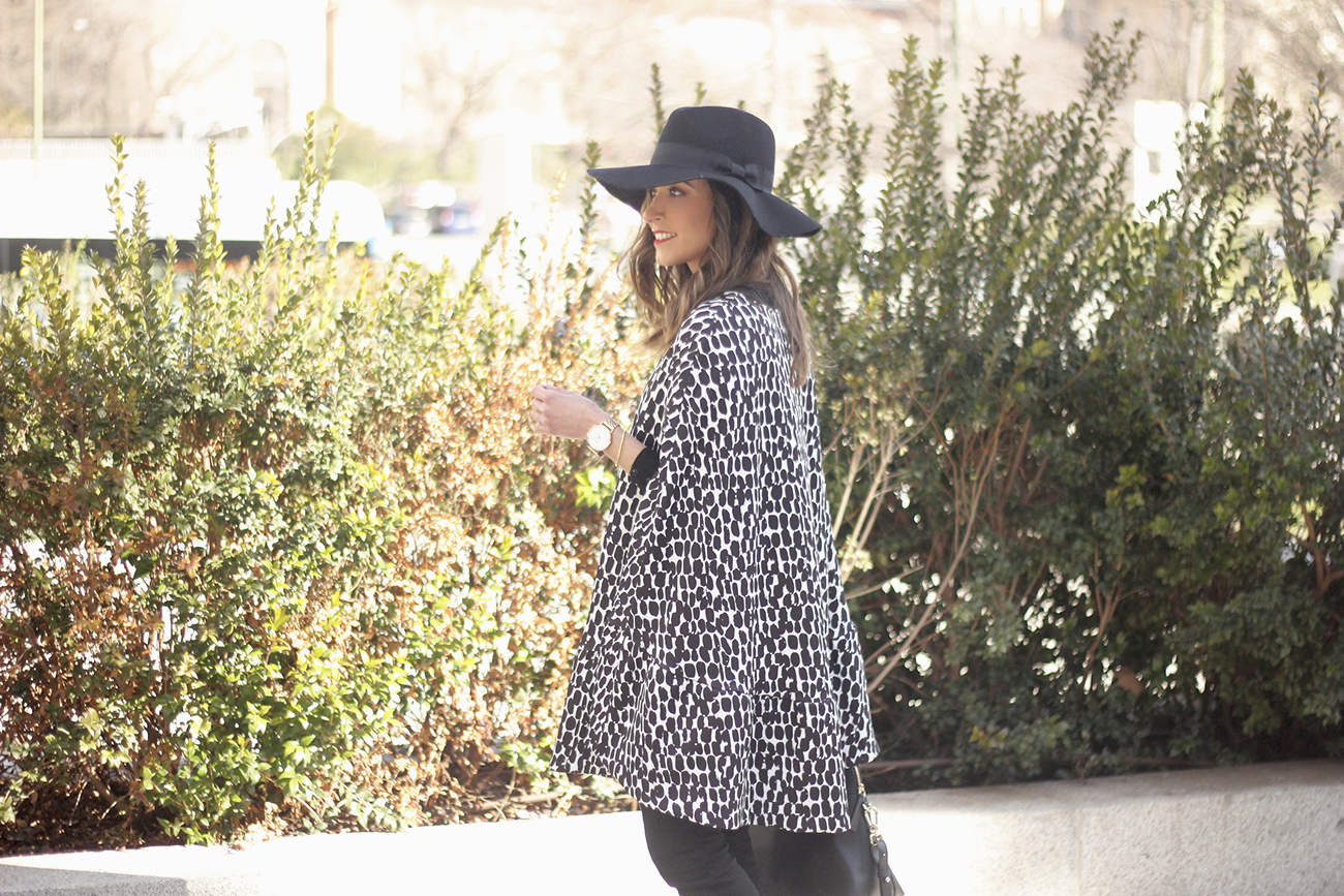 black and white outfit cape dress over the knee boots furla handbag style10