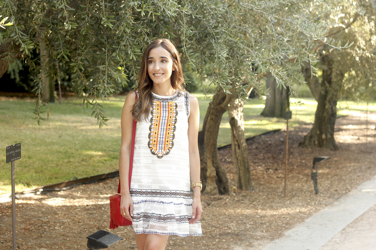 bohemian summer dress black flats red gucci bag outfit street style 201803