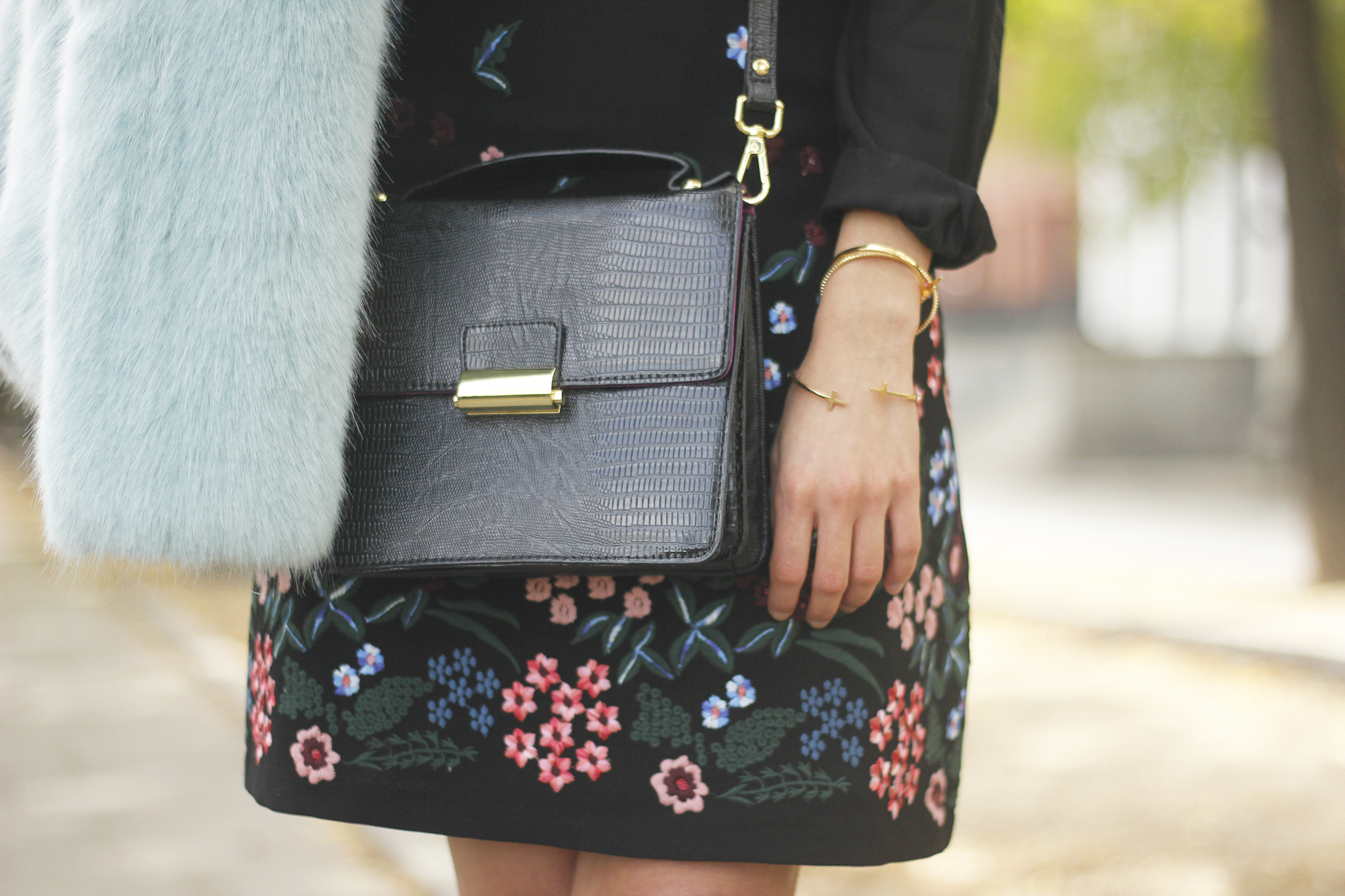 black skirt with flowers outfit13