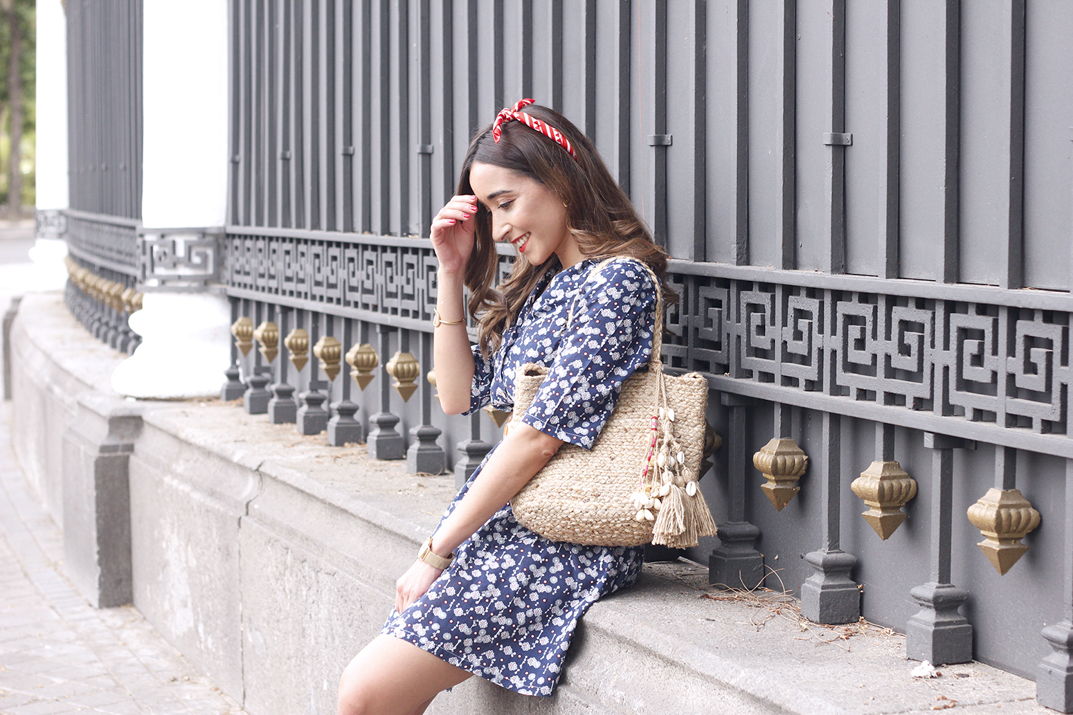 casual printed dress platfrom converse hair scarf street style outfit 20193