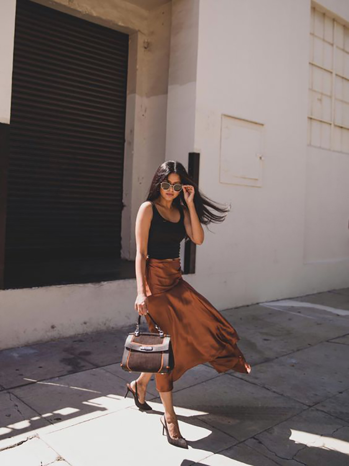 satin skirt street style summer trend 20196