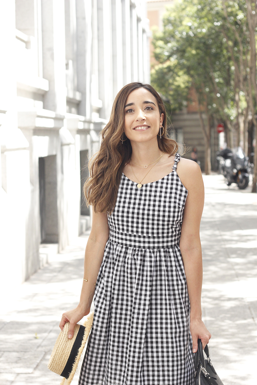 vichy dress summer louis vuitton bag street style outfit 20195