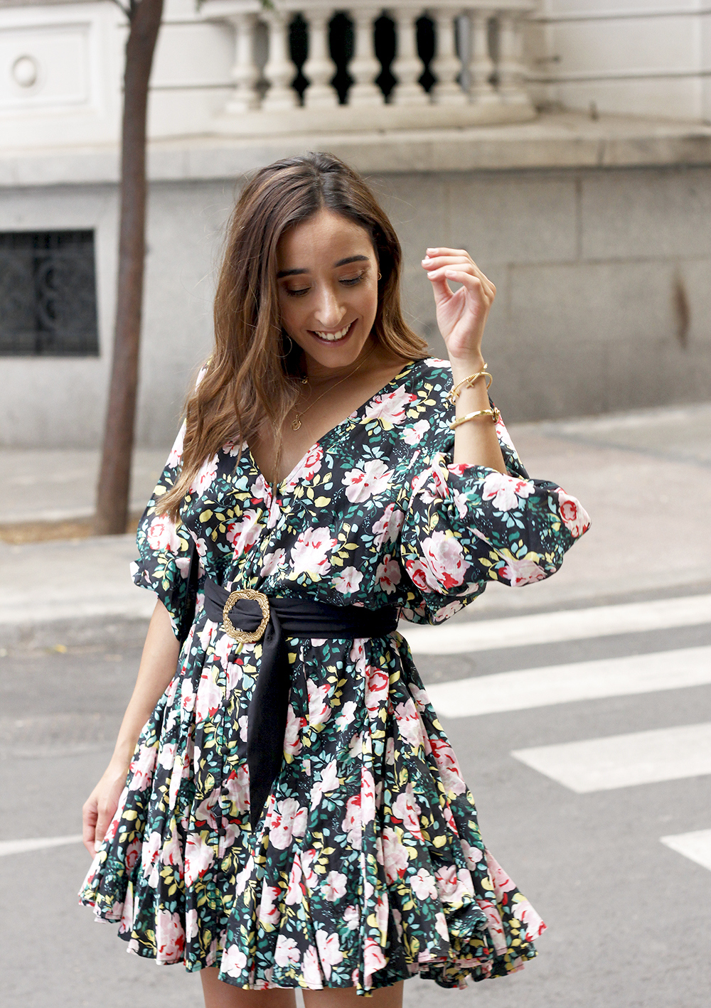 flower dress uterqüe givenchy bag heels street style outfit summer9