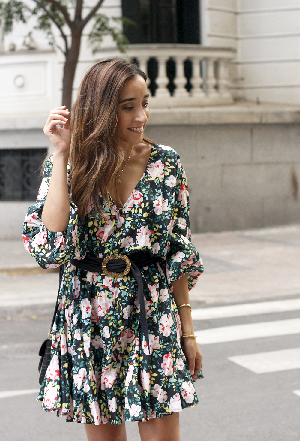 flower dress uterqüe givenchy bag heels street style outfit summer10