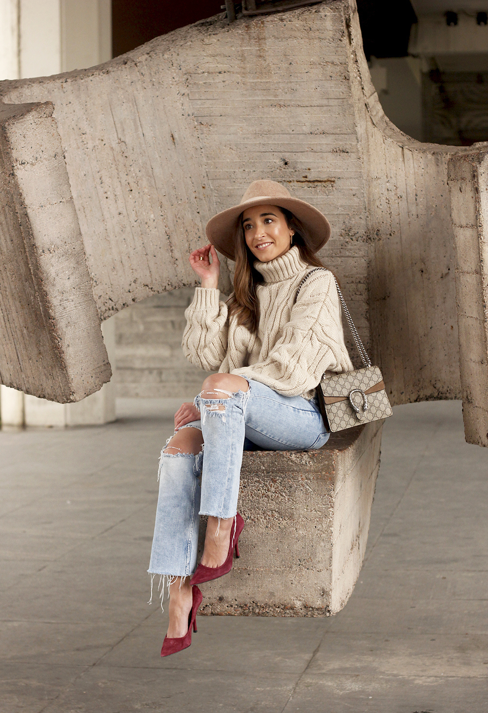 camel sweater gucci bag outfit 201910