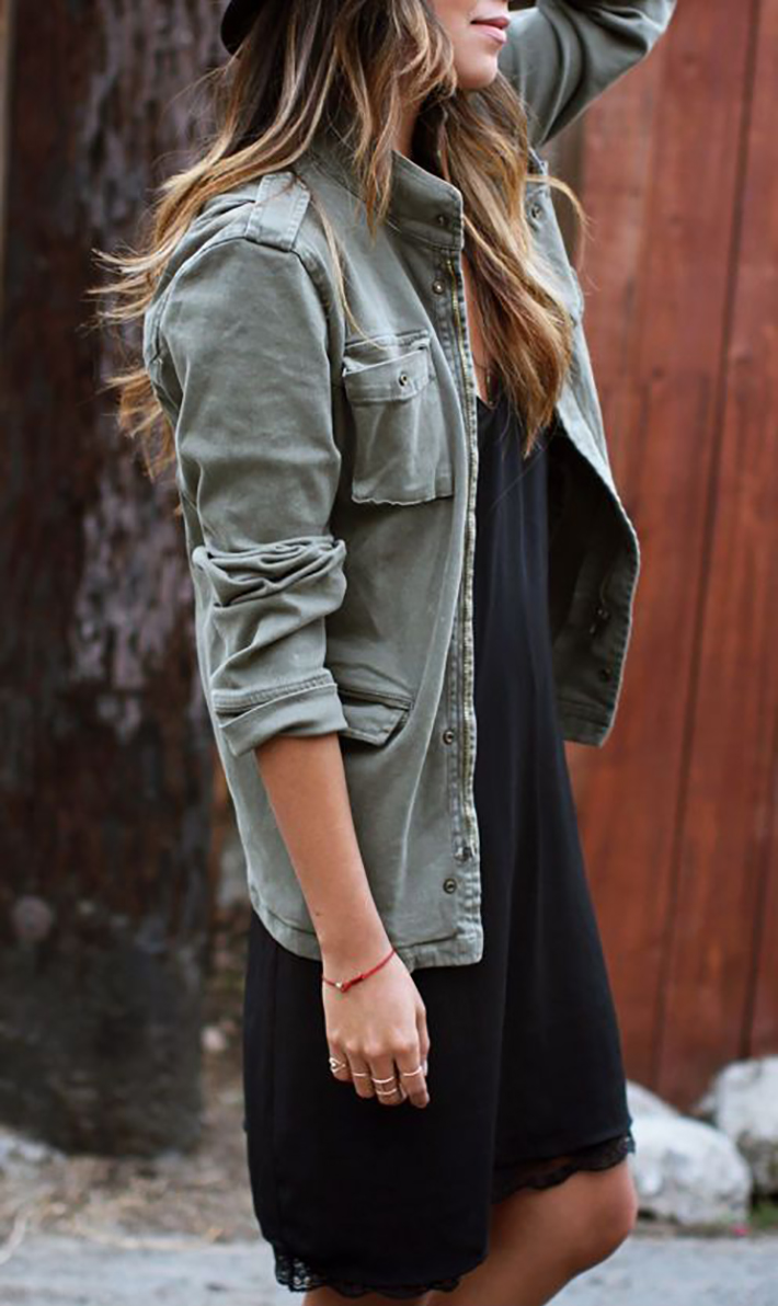 Military style green olive street style inspiration07
