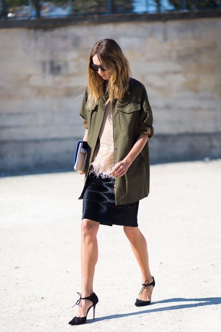 Military style green olive street style inspiration02