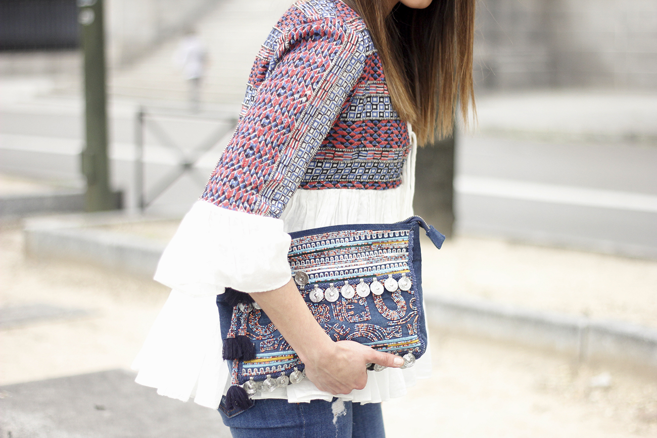 embroidered jacket jeans heels accesories spring style fashion outfit04