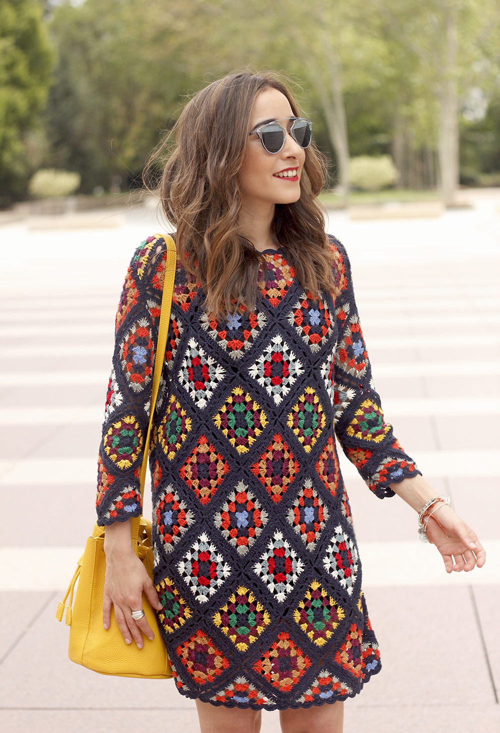 crochet dress yellow bag dayaday nude heels accessories fashion outfit style summer12