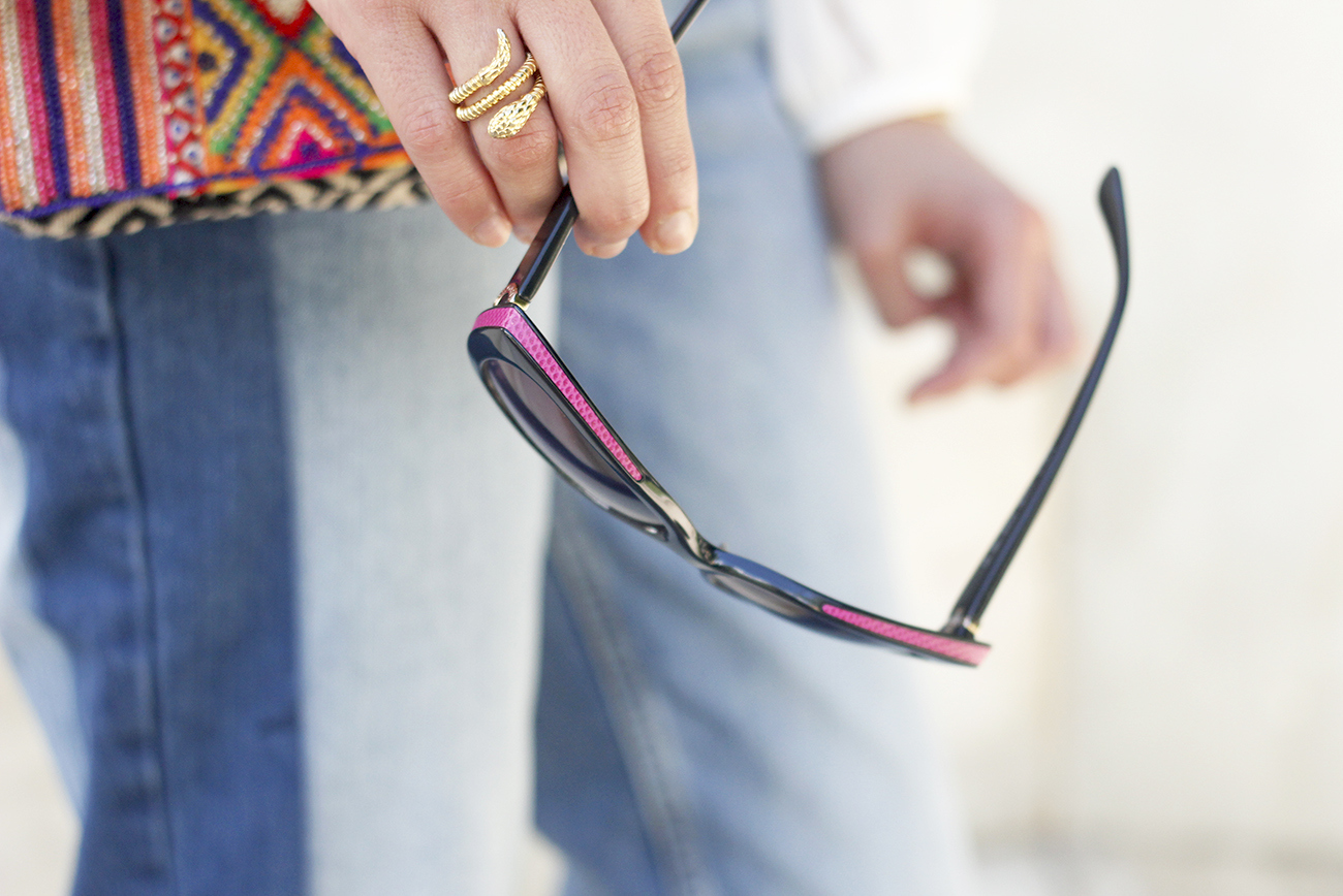 Boyfriend Jeans With Asymmetrical Hems white blouse carolina herrera heels daydaday bag outfit style streetstyle22