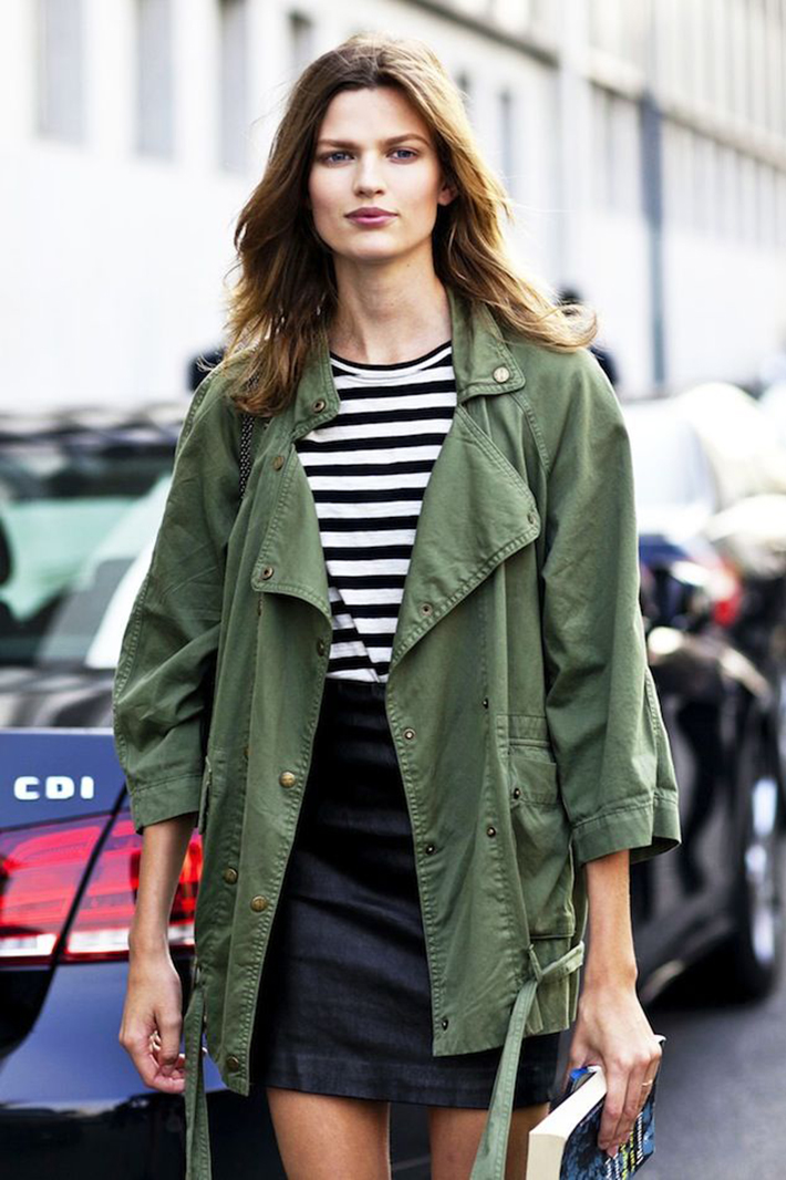 Military style green olive street style inspiration03