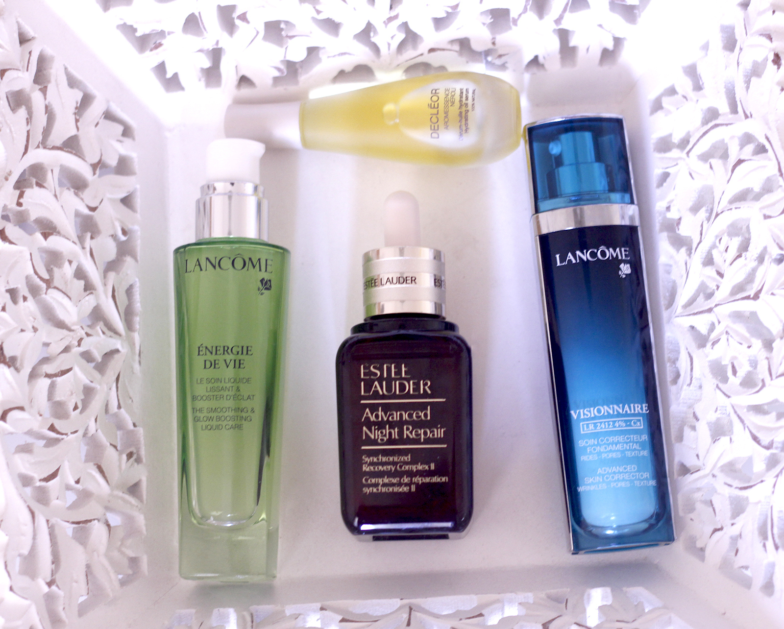 Beauty products serums Lancôme estee Lauder Declêor 02
