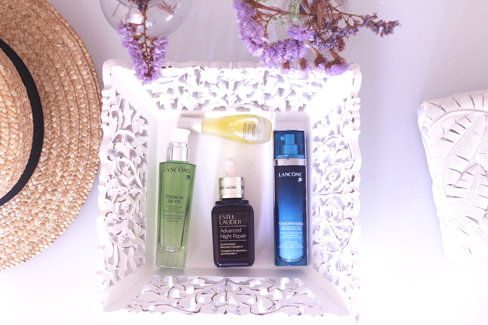 Beauty products serums Lancôme estee Lauder Declêor 01