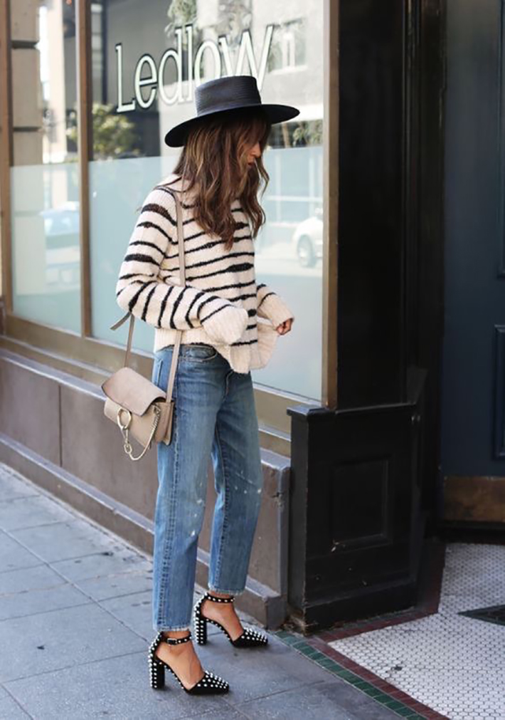 autumn outfits stripes plaid blazer street style trend style outfit 2017 accessories denim9