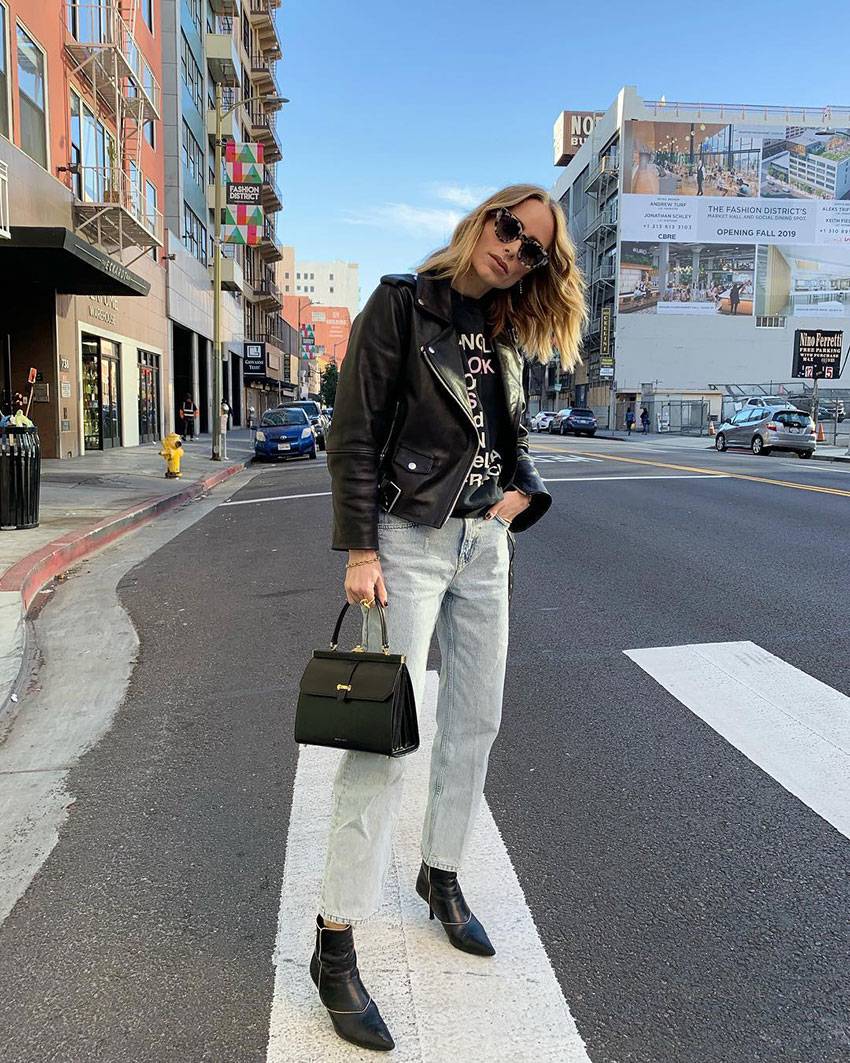 black ankle boots sock boots street style outfit 201910