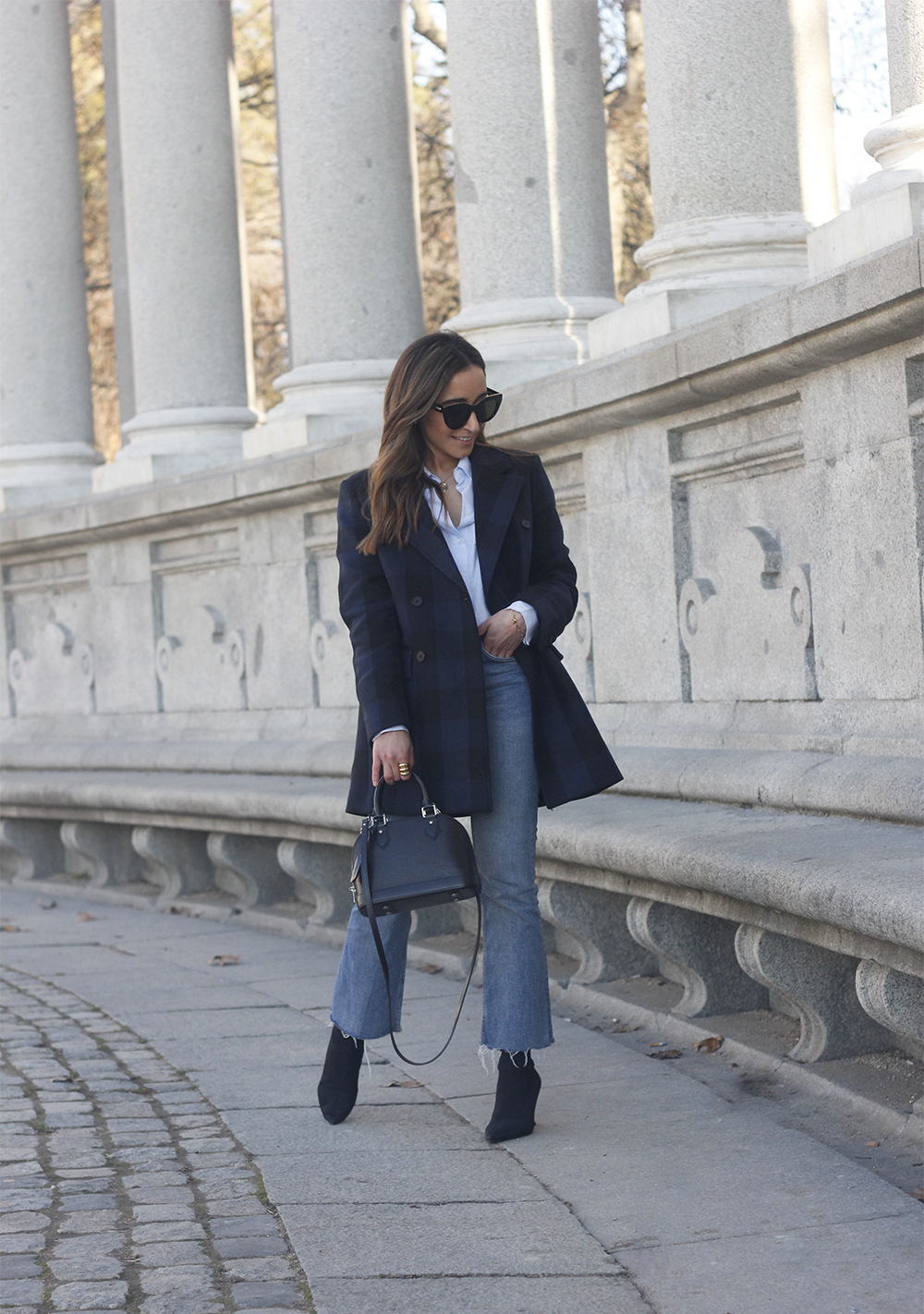 maje coat jeans louis vuitton abg street style outfit3