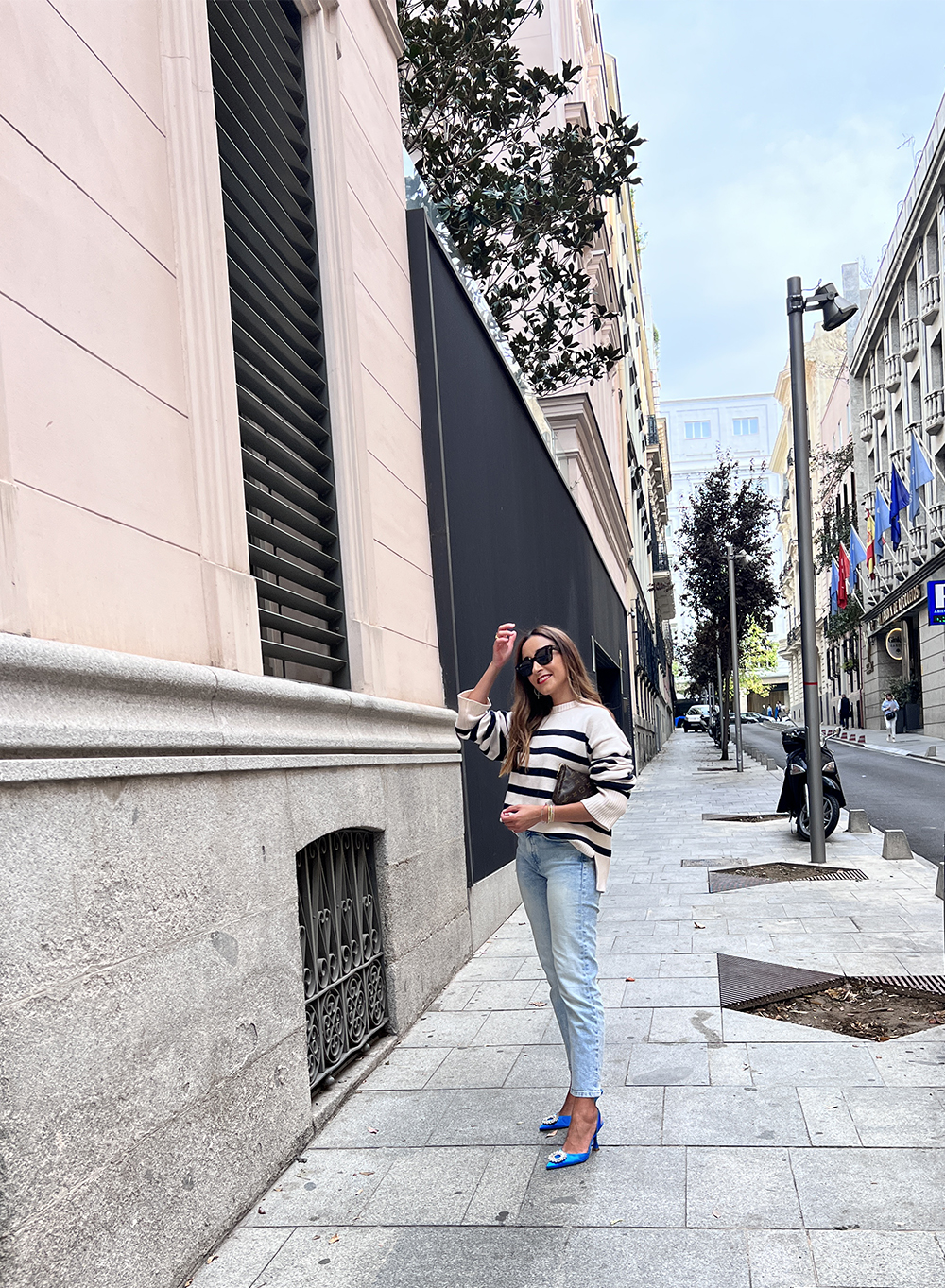 fall outfit stripes jeans