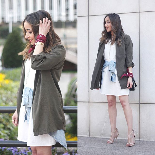 Nuevo post en el blog/ New post on the blog!! #ootd #outfitoftheday #outfit #whitedress #sandals #heels #accessories #bandana #khaki #streetstyle #style #stylish #me #girl #fashionblogger #fashion #spring #picoftheday #photooftheday #igers #instastyle #instafashion